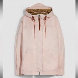 COACH Women's Hooded Solid Pink Short Jacket
